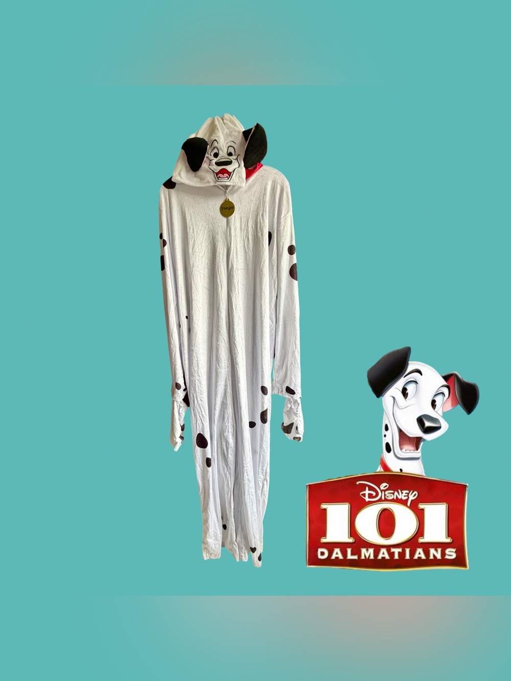 Disney Pongo 101 Dalmatian Hooded Costume Size Adult XL